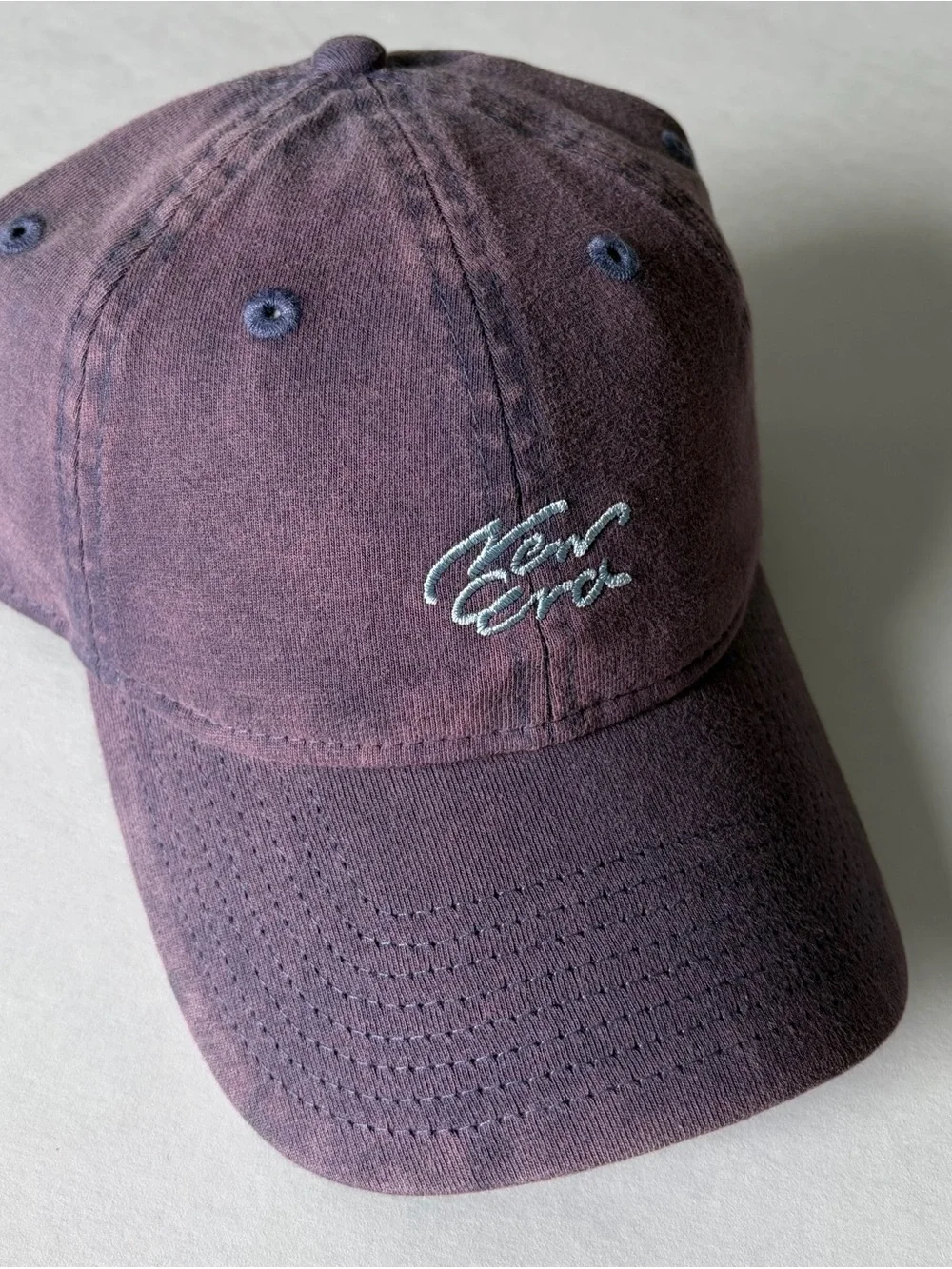 New Era Men's Purple Sand Washed Baseball Cap with Embroidered Script